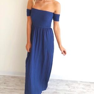 Smocked off the shoulder maxi boho large